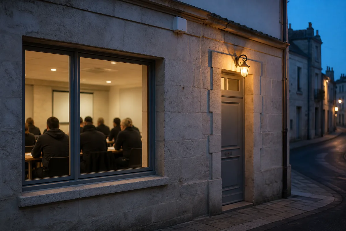 Stagiaires en formation aux métiers de la sécurité privée dans une salle de cours