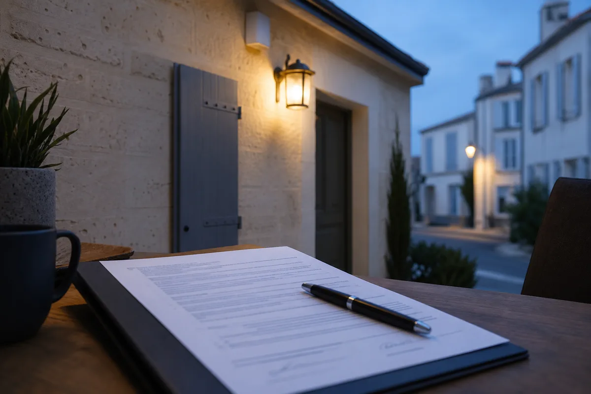 Contrat de prestation de sécurité posé sur un bureau avec un stylo